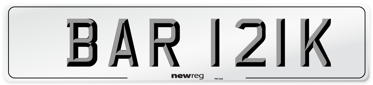 BAR 121K Number Plate from New Reg